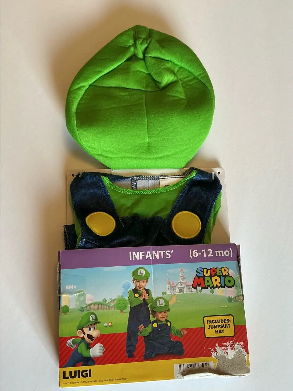 NWT Nintendo Luigi Super Mario Halloween Costume Infant Size 6-12mos by Disguise